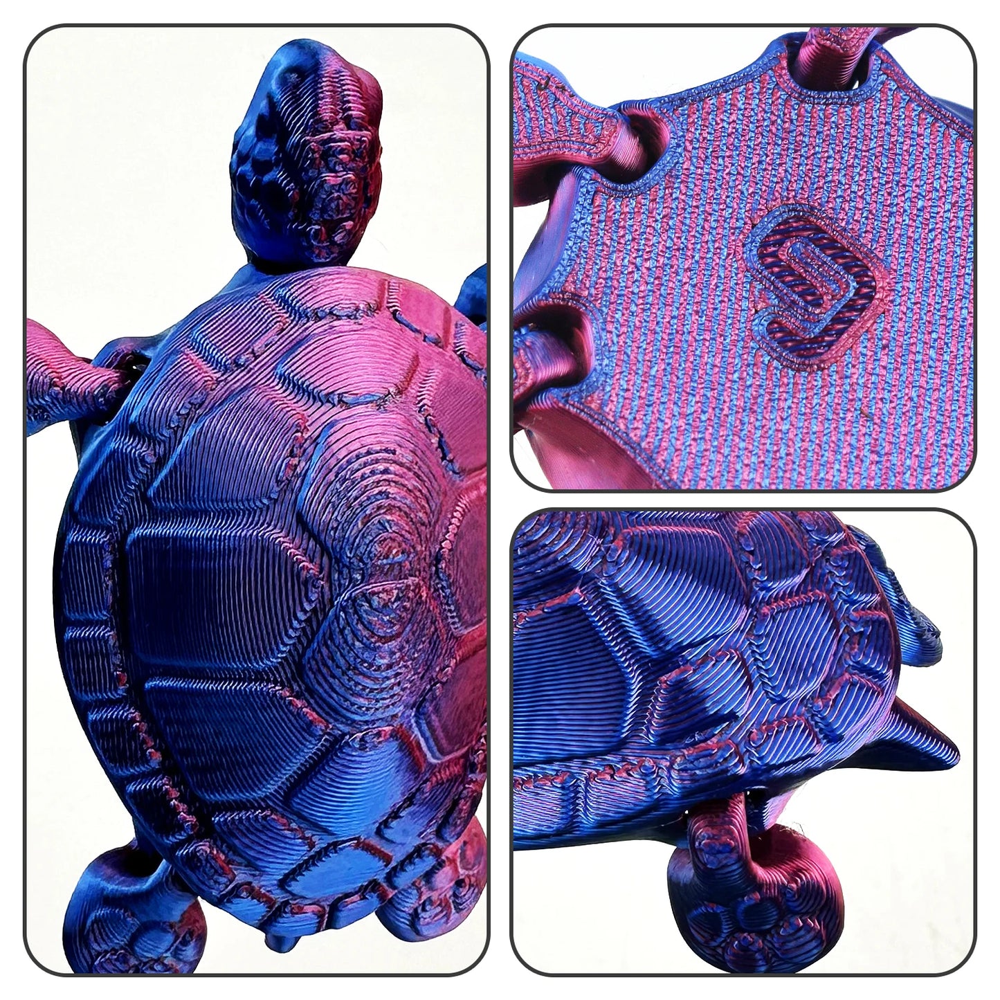 3D printed turtle, multi joint movable, figurine model decoration ornament children's toy, 3D printed restless toy party gift