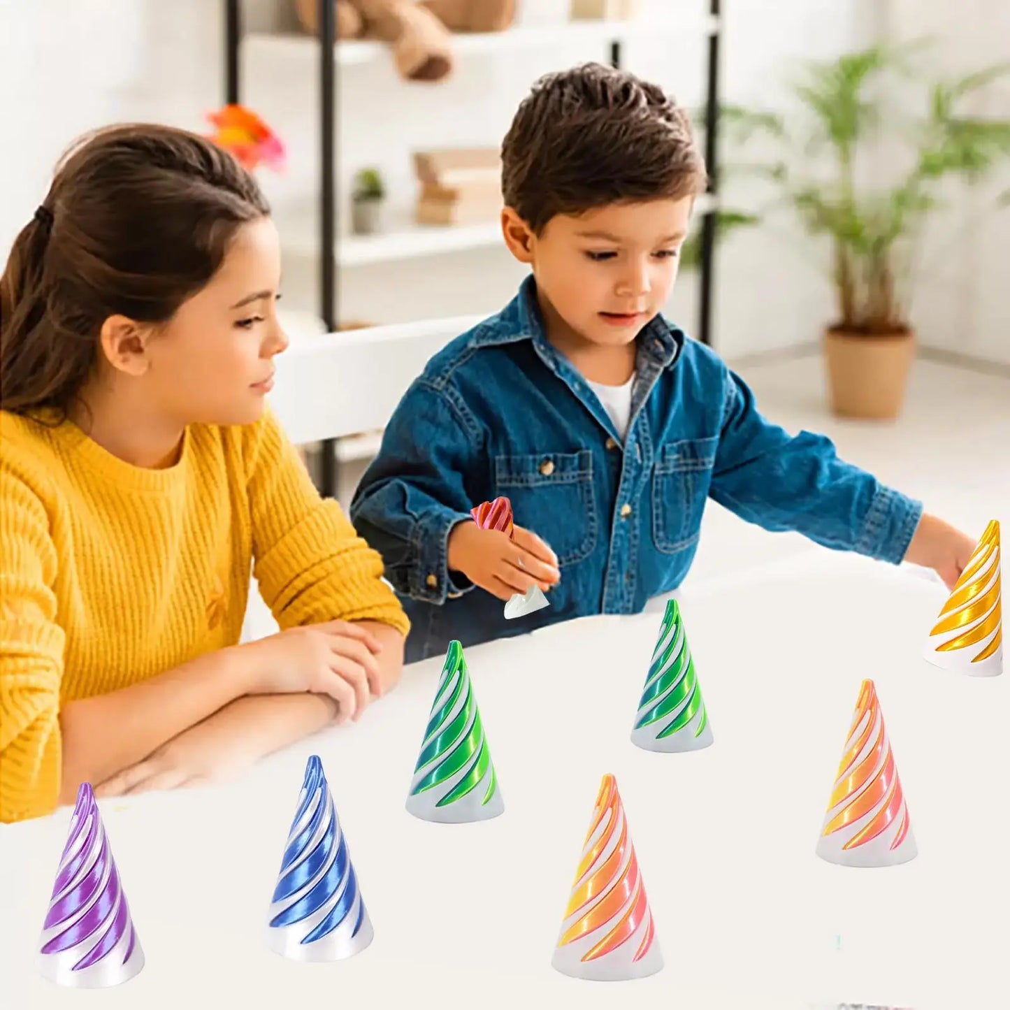 3D Printed Spiral Cone Pyramid Passthrough Sculpture Toy Creative Rotating Fidget Toys Home Decor Desktop Ornament for Kids Gift