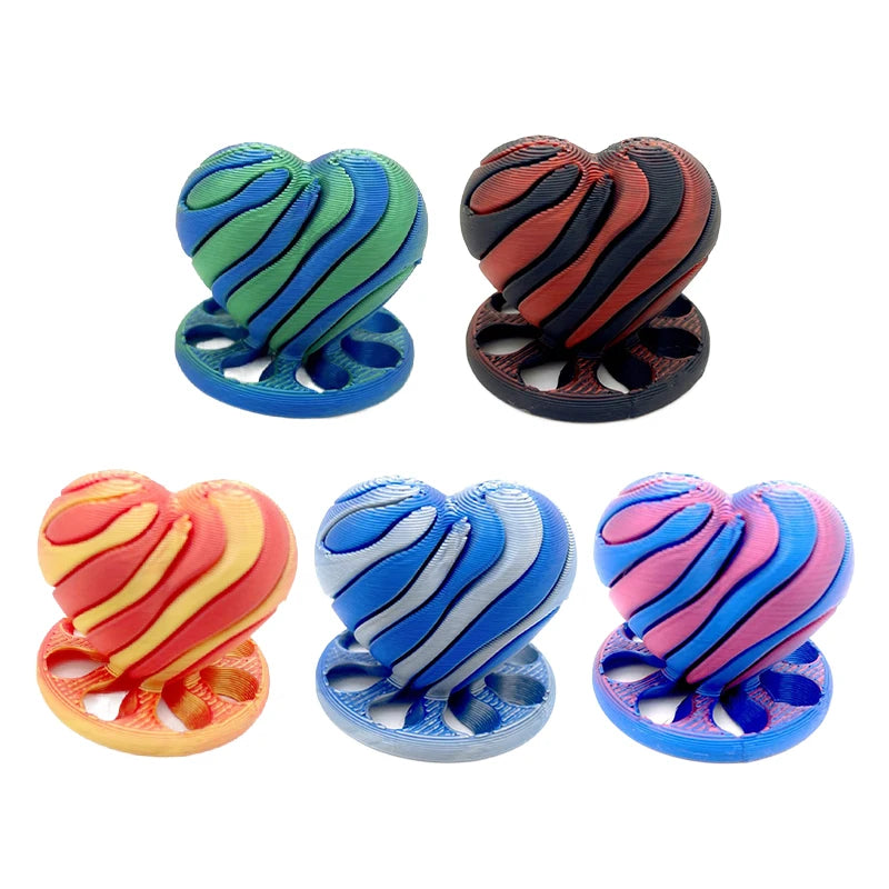 3D Printed Spiral Impossible Heart Passthrough Fidget Toy Decompression Spinning Three-Dimensional Structure Stress Relief Toys