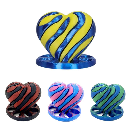 3D Printed Spiral Impossible Heart Passthrough Fidget Toy Decompression Spinning Three-Dimensional Structure Stress Relief Toys