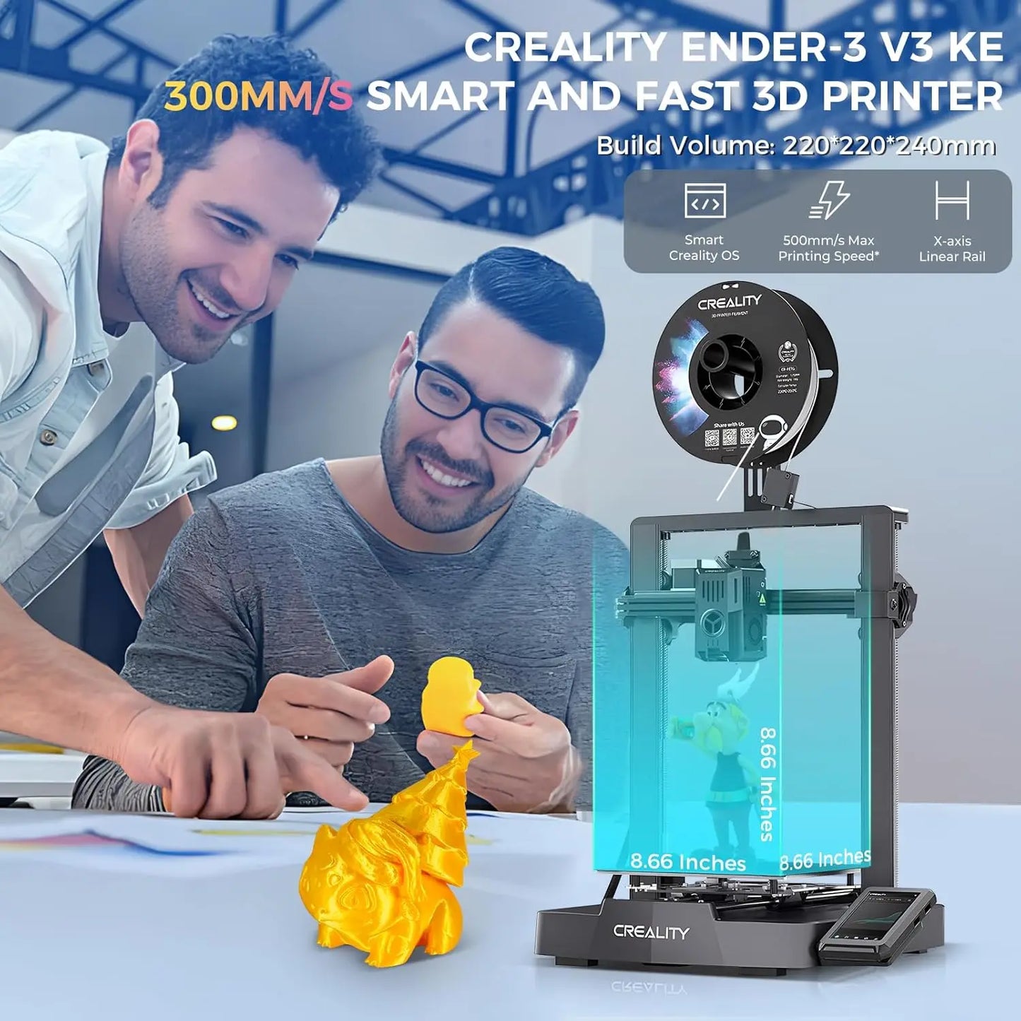 Creality Ender 3 V3 KE 3D Printer with 250mm/s High-Speed Printing CR Touch Auto Leveling Sprite Direct Extruder Auto-Load Fil