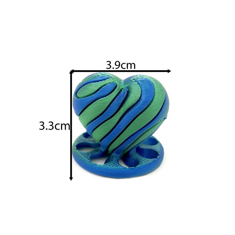 3D Printed Spiral Impossible Heart Passthrough Fidget Toy Decompression Spinning Three-Dimensional Structure Stress Relief Toys