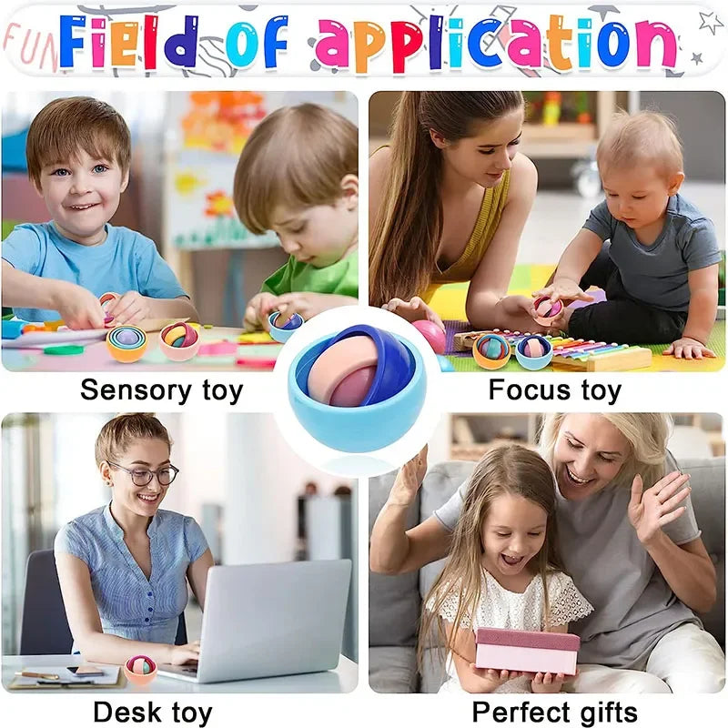 3D Rotation Ball Fidget Gyro Sensory Toys Hand Fidget Spinner Gyroscope for Kids Teens Adults Children ADHD Autism Stress Relief