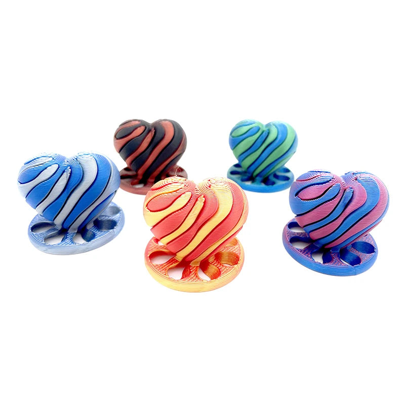 3D Printed Spiral Impossible Heart Passthrough Fidget Toy Decompression Spinning Three-Dimensional Structure Stress Relief Toys