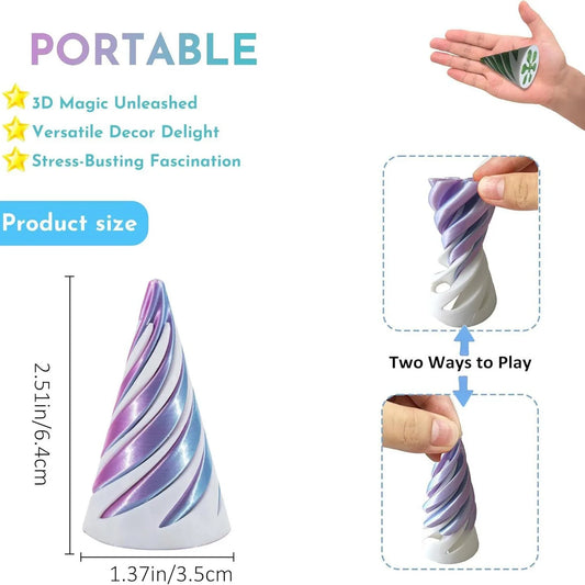 3D Printed Spiral Cone Pyramid Passthrough Sculpture Toy Creative Rotating Fidget Toys Home Decor Desktop Ornament for Kids Gift