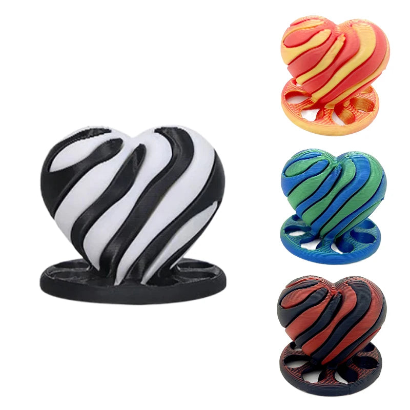 3D Printed Spiral Impossible Heart Passthrough Fidget Toy Decompression Spinning Three-Dimensional Structure Stress Relief Toys