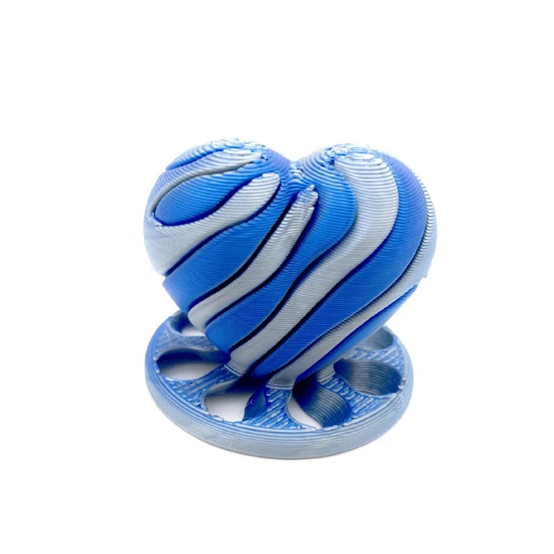3D Printed Spiral Impossible Heart Passthrough Fidget Toy Decompression Spinning Three-Dimensional Structure Stress Relief Toys